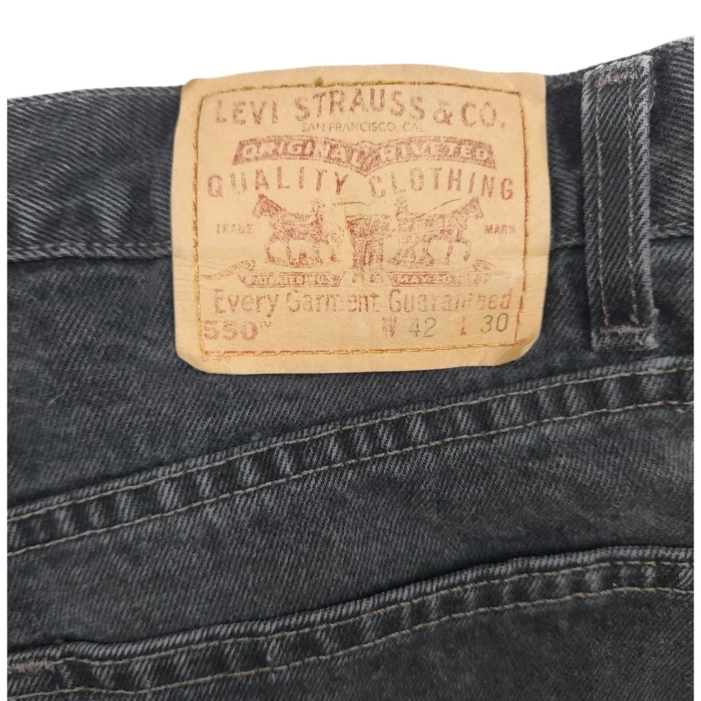 Vintage Y2K 90s Levis 550 Relaxed Fit Jeans 40x29 Faded Black Denim